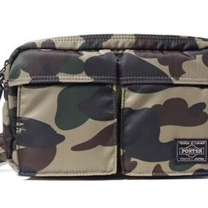 Bape Green and Black Camouflage Belt Bag